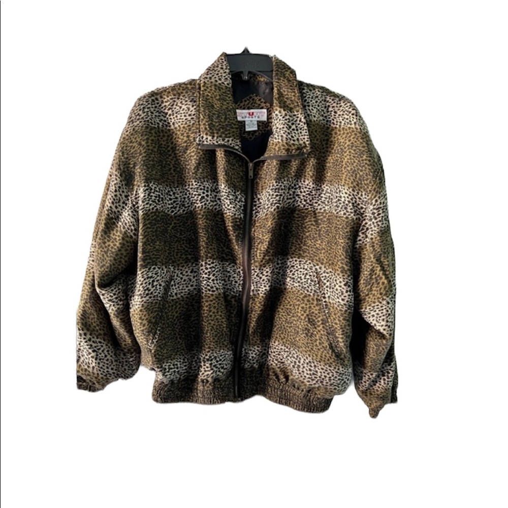 Stunt Sports Vintage Silk Bomber Cheetah Print Jacket